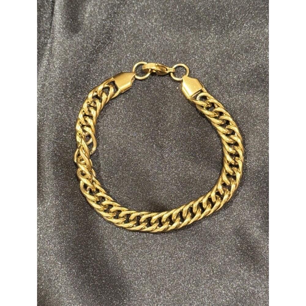 Steeltime Classic Figaro 18K Gold Plated Stainless Steel Bracelet 8mm 8.5”